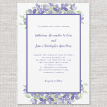Elegant Periwinkle Blue Floral Waterverf Wedding