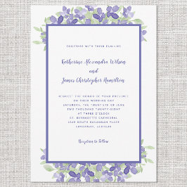 Elegant Periwinkle Blue Floral Waterverf Wedding Kaart