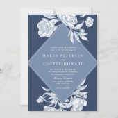 Elegant Periwinkle Blue Floral Wedding Kaart (Voorkant)