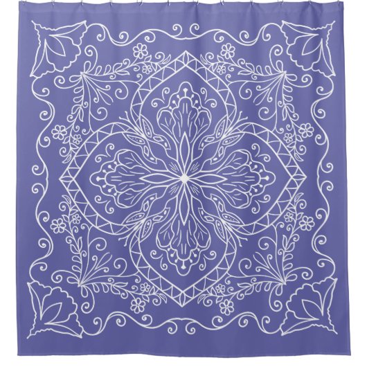 Elegant Periwinkle Blue Flourish Pattern Paars Douchegordijn (Voorkant)