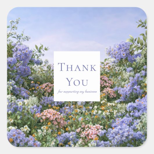 Elegant Periwinkle Blue Pink Wildflower Meadow Vierkante Sticker (Voorkant)