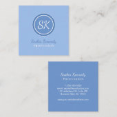 Elegant Periwinkle Blue Professional Monogram Squa Vierkante Visitekaartje (Voorkant / Achterkant)