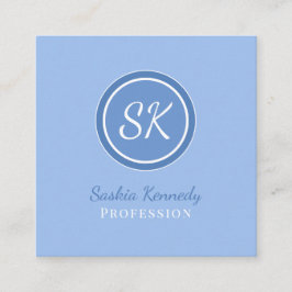 Elegant Periwinkle Blue Professional Monogram Squa Vierkante Visitekaartje