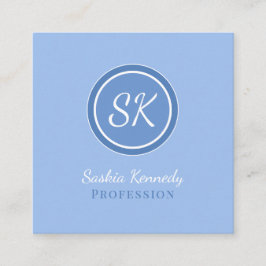 Elegant Periwinkle Blue Professional Monogram Vierkante Visitekaartje