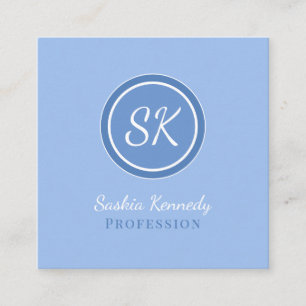 Elegant Periwinkle Blue Professional Monogram Vierkante Visitekaartje