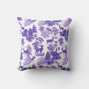 Elegant Periwinkle Blue Toile Deer in Bossen Kussen
