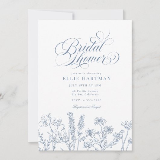 Elegant Periwinkle Blue Wildflower Vrijgezellenfee Kaart (Voorkant)