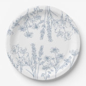 Elegant Periwinkle Blue Wildflower Vrijgezellenfee Papieren Bordje (Voorkant)