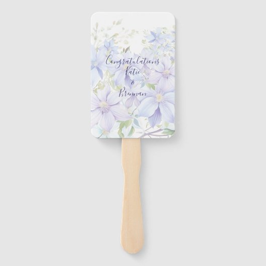 Elegant Periwinkle Clematis huwelijksprogramma Handwaaier (Achterkant)