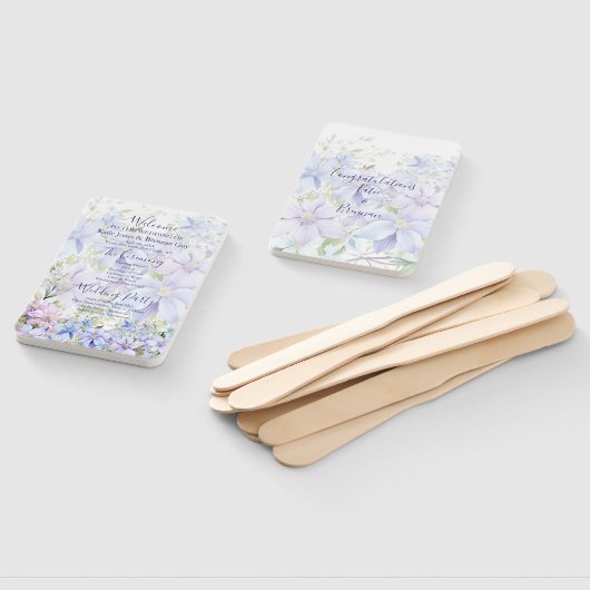 Elegant Periwinkle Clematis huwelijksprogramma Handwaaier (Niet-gemonteerd)