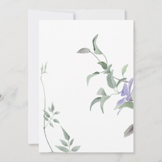 Elegant periwinkle clematis lijst Weddenschap Kaart (Achterkant)
