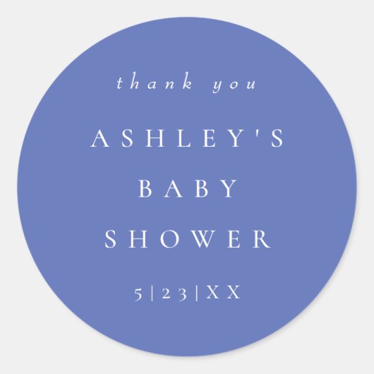 Elegant Periwinkle Coordinate Baby shower Ronde Sticker (Voorkant)