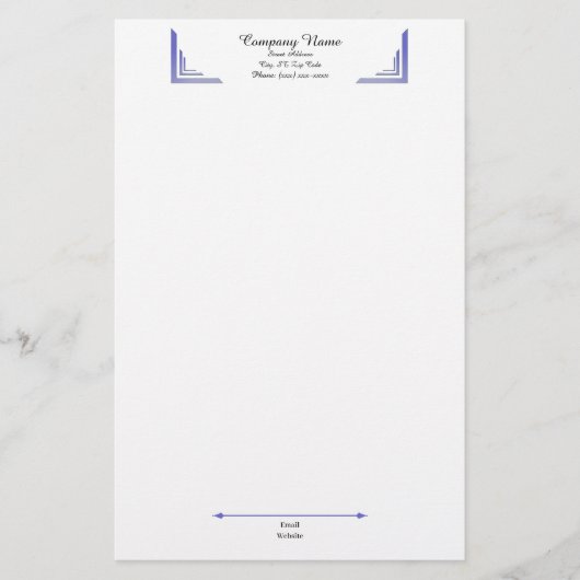 Elegant Periwinkle Corner Professional Stationery Briefpapier (Voorkant)