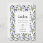 Elegant Periwinkle Floral Greenery Pattern Wedding Kaart (Voorkant)