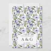 Elegant Periwinkle Floral Greenery Pattern Wedding Kaart (Achterkant)