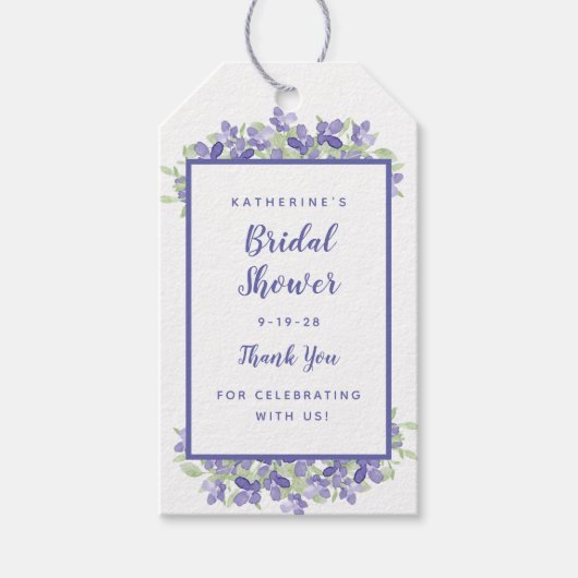 Elegant Periwinkle Floral Waterverf Vrijgezellenfe Cadeaulabel (Voorkant)