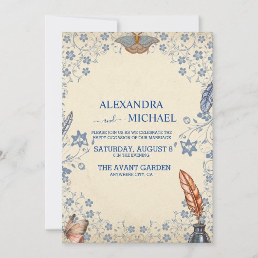 Elegant Periwinkle Floral Wedding Kaart (Voorkant)