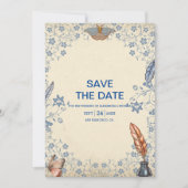 Elegant Periwinkle Floral Wedding Save The Date (Voorkant)
