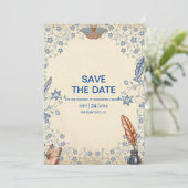 Elegant Periwinkle Floral Wedding Save The Date (Staand voorkant)
