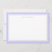Elegant Periwinkle Gold Border Gepersonaliseerd Notitiekaartje (Voorkant)