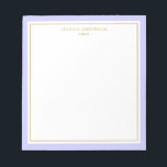 Elegant Periwinkle Gold, gepersonaliseerd Notitieblok<br><div class="desc">Dit notitieblok heeft een elegante en minimalistische,  dikke rand en dunne goudgrens. Pas het met jouw naam of bedrijfsnaam aan.</div>