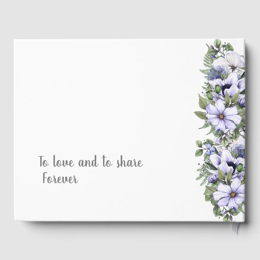 Elegant Periwinkle Paarse Florals Wedding Gastenboek (Achterkant)