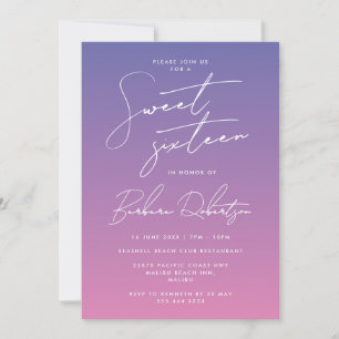Elegant Periwinkle Paarse script Sweet Sixteen Kaart