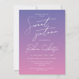 Elegant Periwinkle Paarse script Sweet Sixteen Kaart