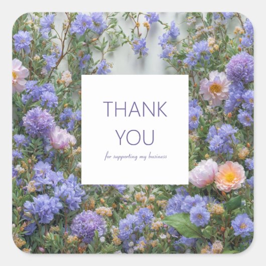 Elegant Periwinkle Pink Peach Wildflower Meadow Vierkante Sticker (Voorkant)