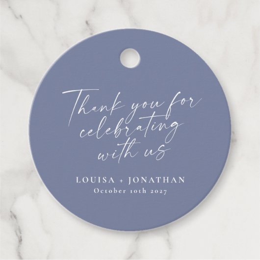 Elegant Periwinkle Trendy Script Custom Hartelijk Bedankjes Labels (Voorkant)