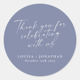 Elegant Periwinkle Trendy Script Custom Hartelijk  Ronde Sticker