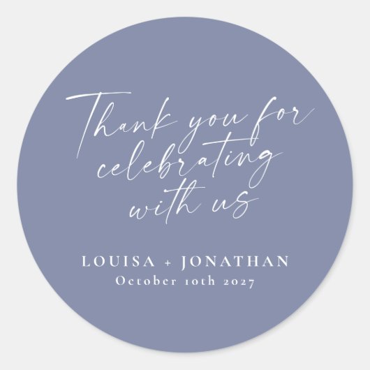 Elegant Periwinkle Trendy Script Custom Hartelijk  Ronde Sticker (Voorkant)