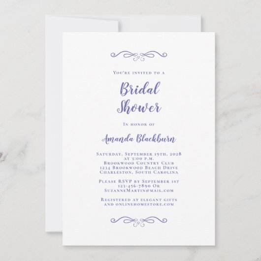 Elegant Periwinkle Vrijgezellenfeest Modern script Kaart (Voorkant)