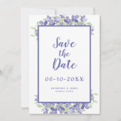 Elegant Periwinkle Waterverf Floral Wedding Chic Save The Date (Voorkant)
