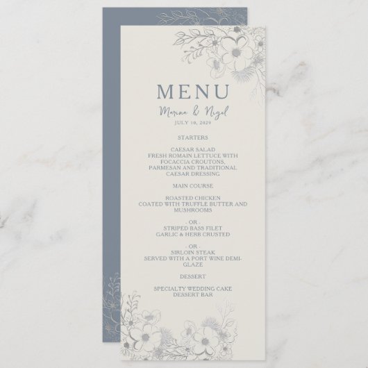 Elegant Periwinkle Wedding Menu (Voorkant / Achterkant)