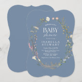 Elegant Periwinkle Wildflower Modern Baby shower Kaart (Voorkant / Achterkant)