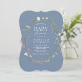 Elegant Periwinkle Wildflower Modern Baby shower Kaart (Staand voorkant)