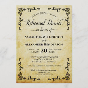 Elegant  perkament bruiloft repetitie diner kaart