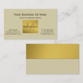 Elegant Perkament Crème Luxe Gouden Monogram Visitekaartje (Voorkant / Achterkant)