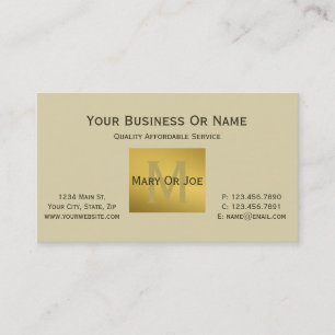 Elegant Perkament Crème Luxe Gouden Monogram Visitekaartje