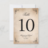 Elegant perkament Trouwtafel Nummer Kaart (Achterkant)