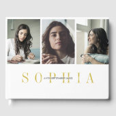 Elegant Personal 3 Photo Bat Mitzvah Gastenboek (Voorkant)