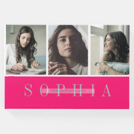 Elegant Personal 3 Photo Bat Mitzvah Pink Gastenboek
