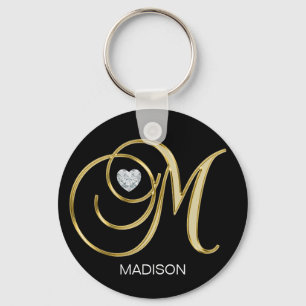 Elegant Personal Gold Monogramed Letter M Sleutelhanger