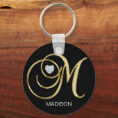 Elegant Personal Gold Monogramed Letter M Sleutelhanger (Voorkant)