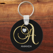 Elegant Personal Gold Monogrammed Letter A Sleutelhanger (Voorkant)