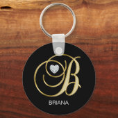 Elegant Personal Gold Monogrammed Letter B Sleutelhanger (Voorkant)
