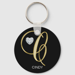 Elegant Personal Gold Monogrammed Letter C Sleutelhanger