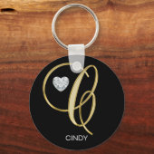 Elegant Personal Gold Monogrammed Letter C Sleutelhanger (Voorkant)