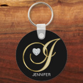 Elegant Personal Gold Monogrammed Letter J Sleutelhanger (Voorkant)